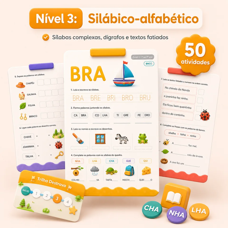 Exemplo de atividade do Nível 3 (silábico-alfabético)